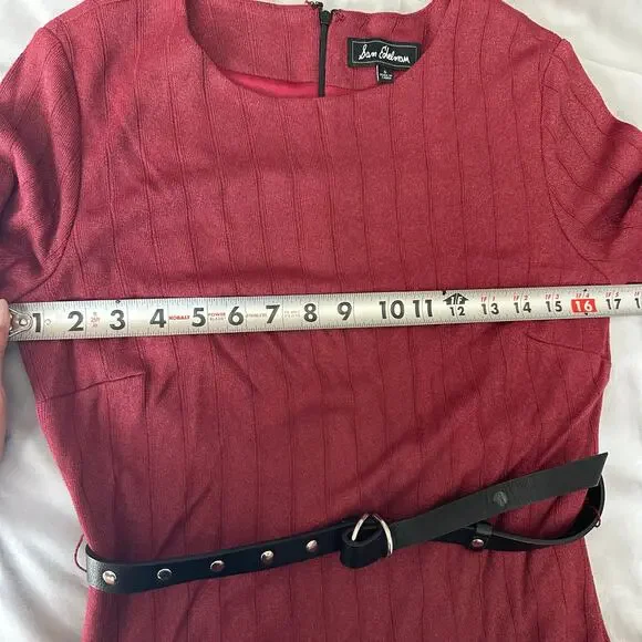 Sam Edelman Maroon, Belted, Lined, Long Sleeve Mini Dress- 6 - Picture 8 of 12